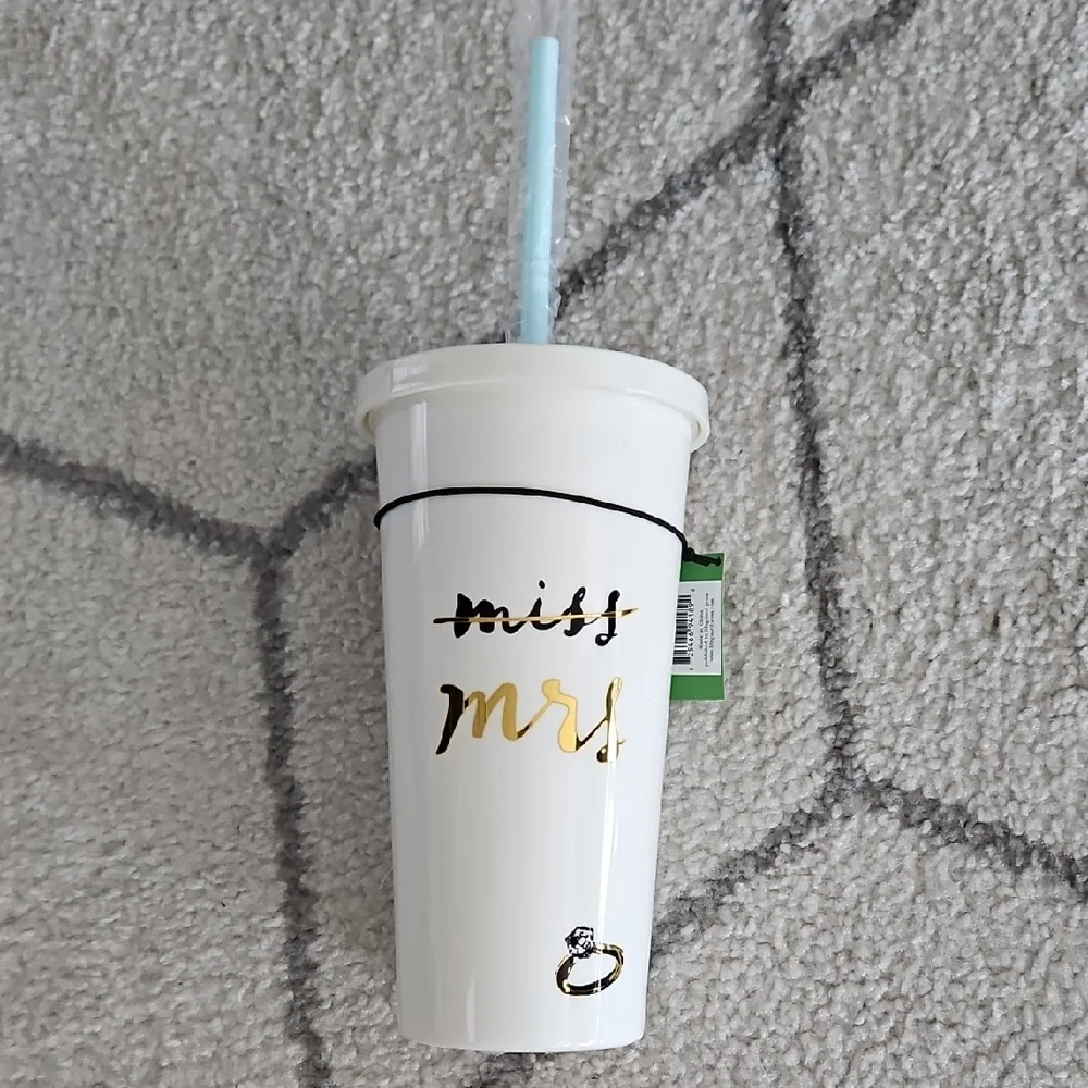 kate spade 20oz Insulated White and Gold Bridal Tumbler - Picture 1 of 4